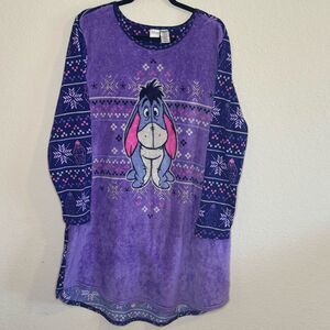 Disney Eeyore Purple Fleece Pajama PJ Gown Sleep Dress Size 2XL/3XL (20W-24W)